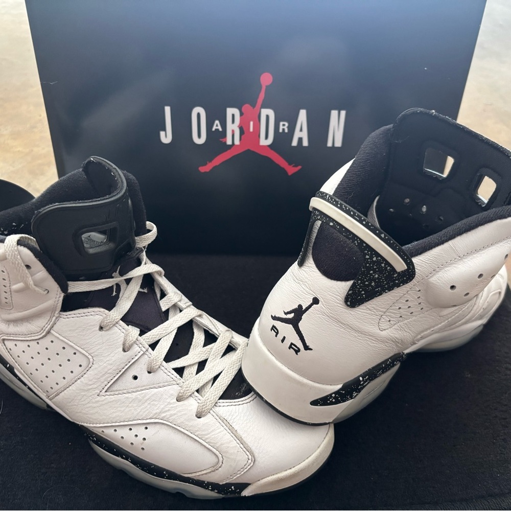 Jordan White and Black High-Top Sneakers